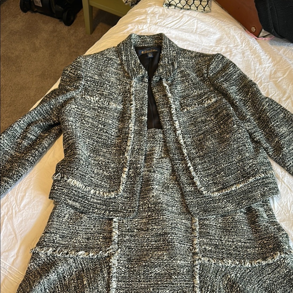 Brooks Brothers Black and White Tweed Blazer Jacket